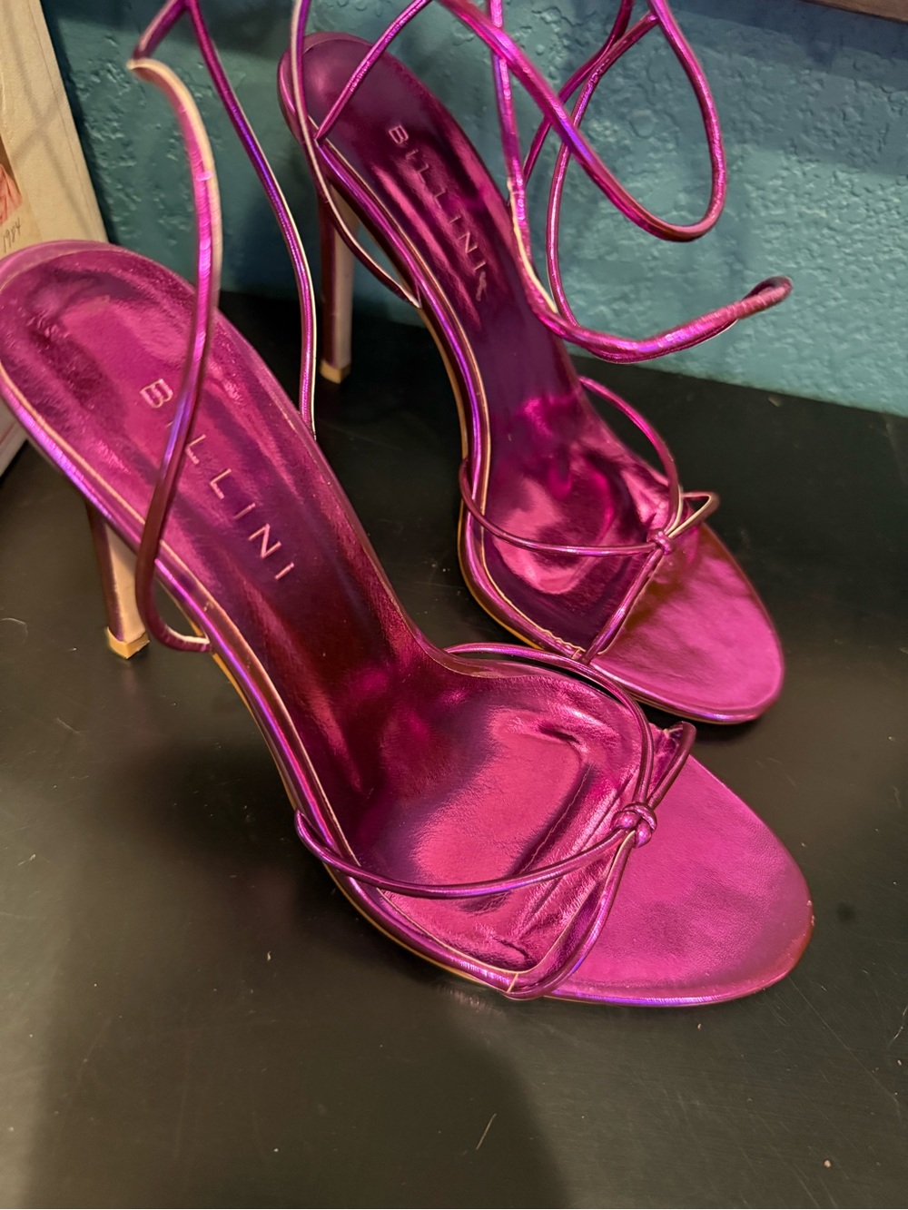 Billini Metallic Hot Pink Strappy Stiletto Sandals